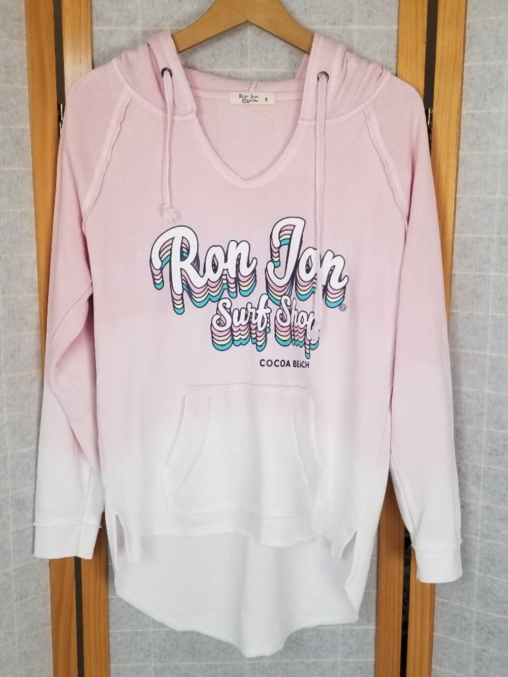 Ron Jon Pink Ombre Hoodie Size Small 80s Graphic Surf Beach Coastal